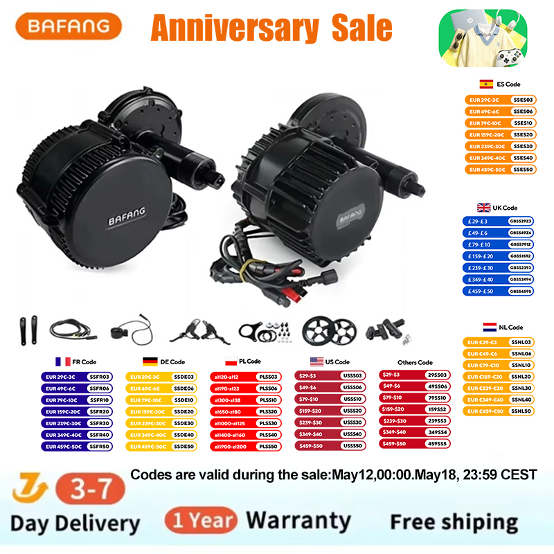 Bafang Bbshd 1000W Conversion Kit - Bafang-電動自転車電動キット,ボトムブラケットのモーター,ブラシレスモーター,1000W, 52V, 48V, 68mm, 100mm, 120mm