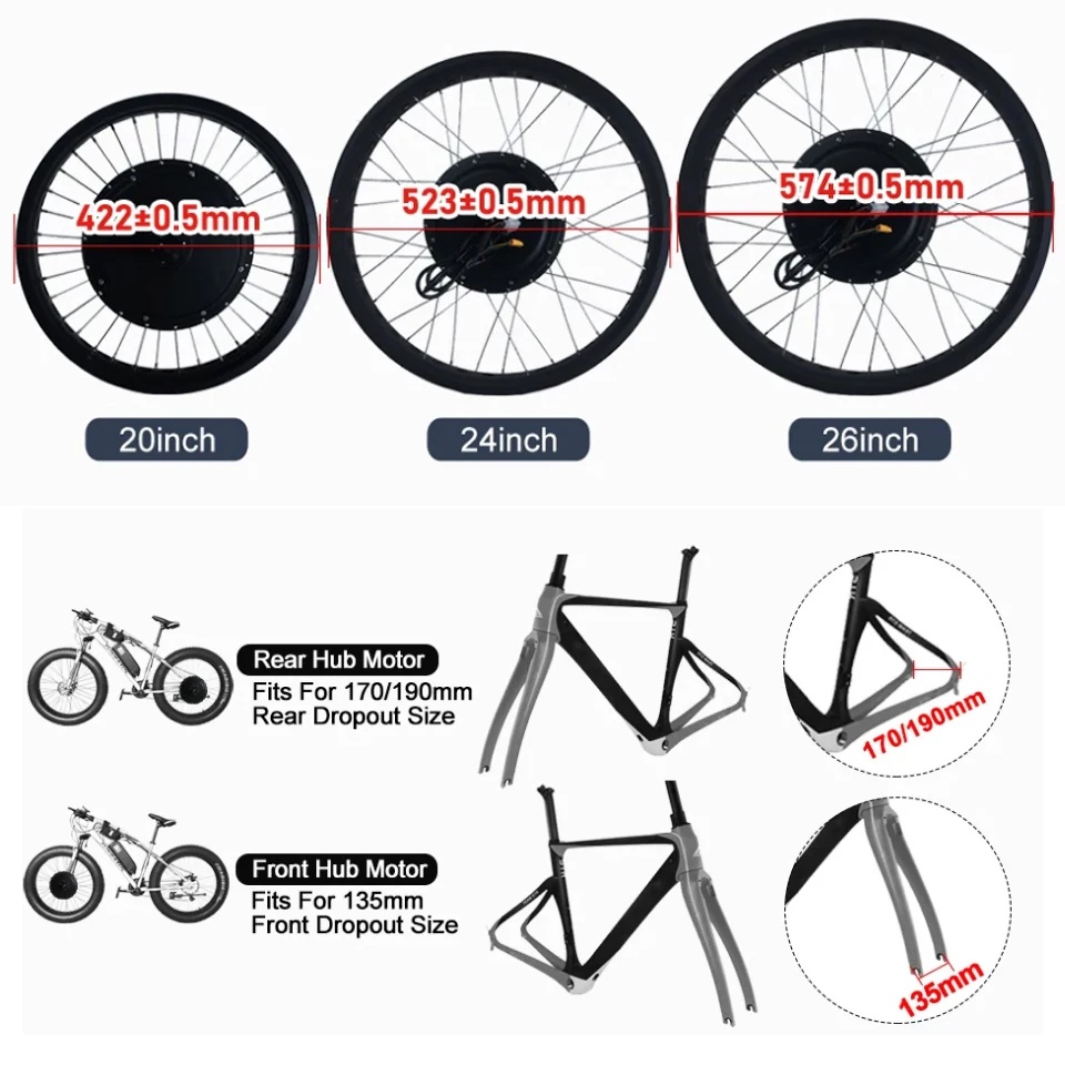 72V 3000W 太タイヤ式スノーバイク用モーター変換キッ - Fat Tire Ebike Conversion Kit 2000W のレビューと価格